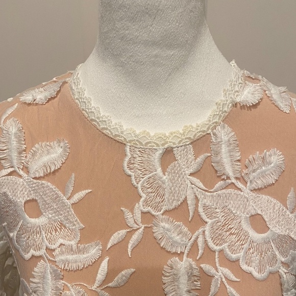 Lulu's Kayleigh White and Nude Lace Short Sleeve Midi Dress 16353 - Picture 7 of 16